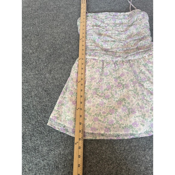 Hollister Floral Chilfon Skort Mini Dress Spaghetti Straps Lavender Green SZ M - Picture 7 of 14